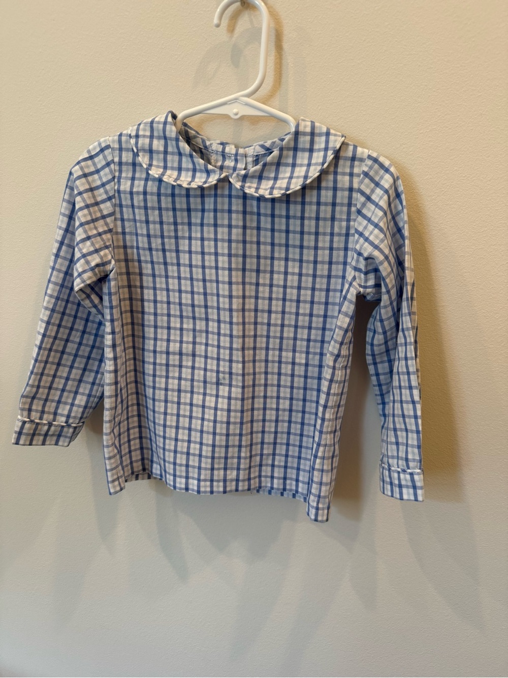 Little English Boys Blue Plaid Peter Pan Collar Long Sleeve Size 4T